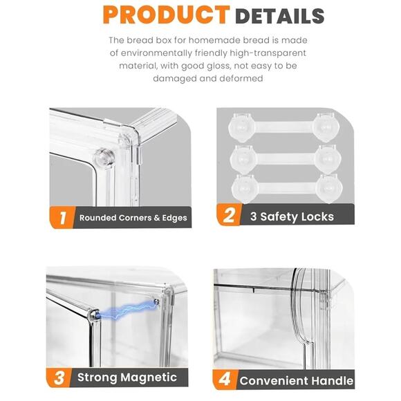 Pastry Display Case, Bread Box for Kitchen Countertop, 4 Layers Adjustable - Picture 8 of 8